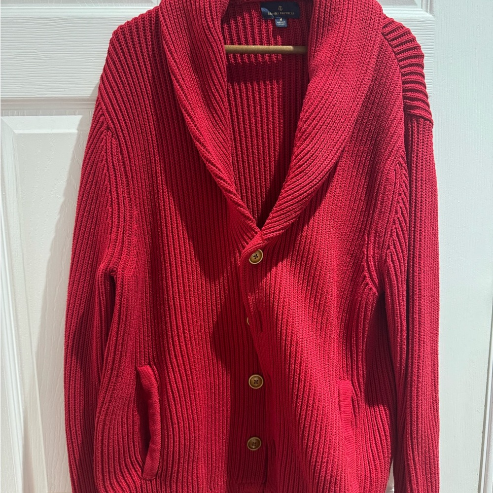 Men’s Brooks Brothers heavyweight Red Shawl Collar Sweater - Medium